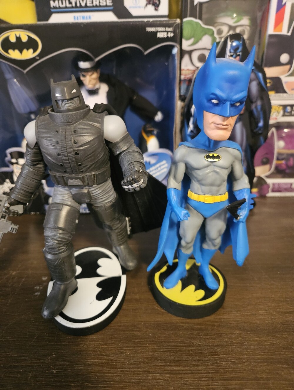 Batman Blue & Gray Dual Figure Set with Emblem Bases